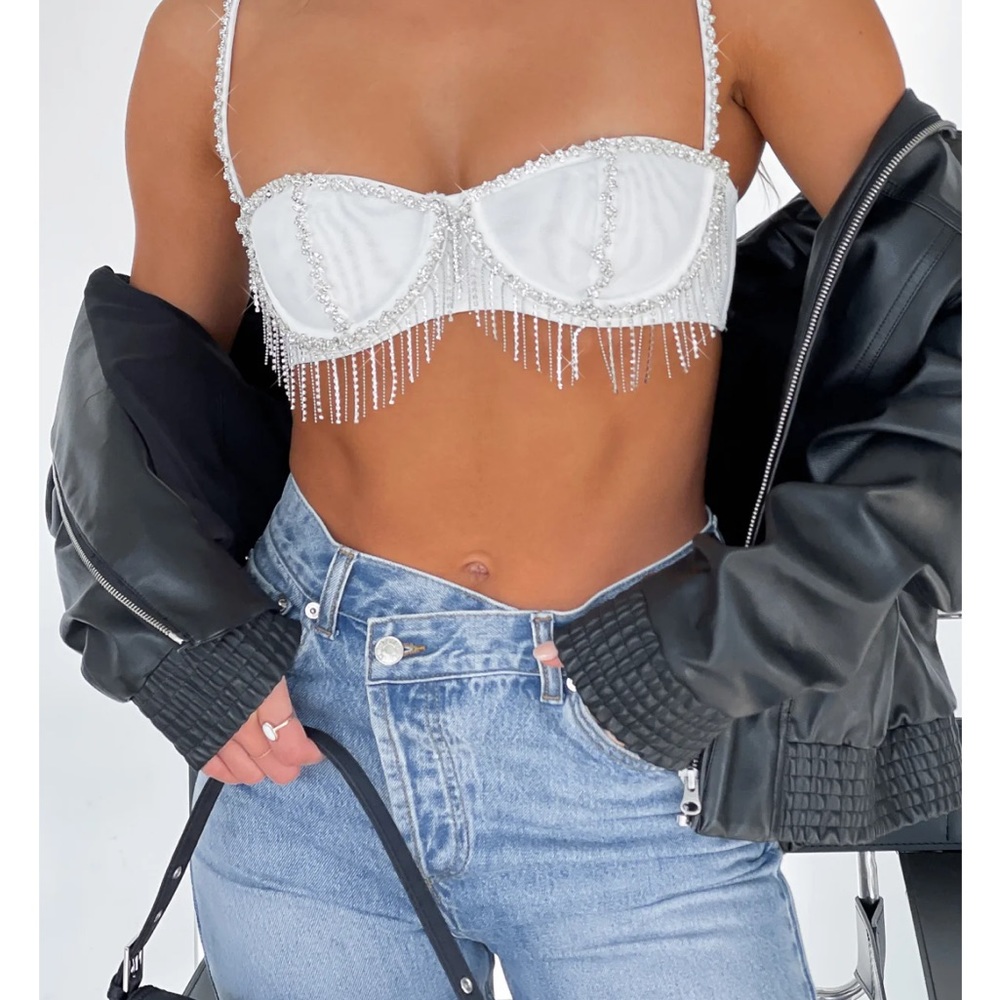 White fox crop top